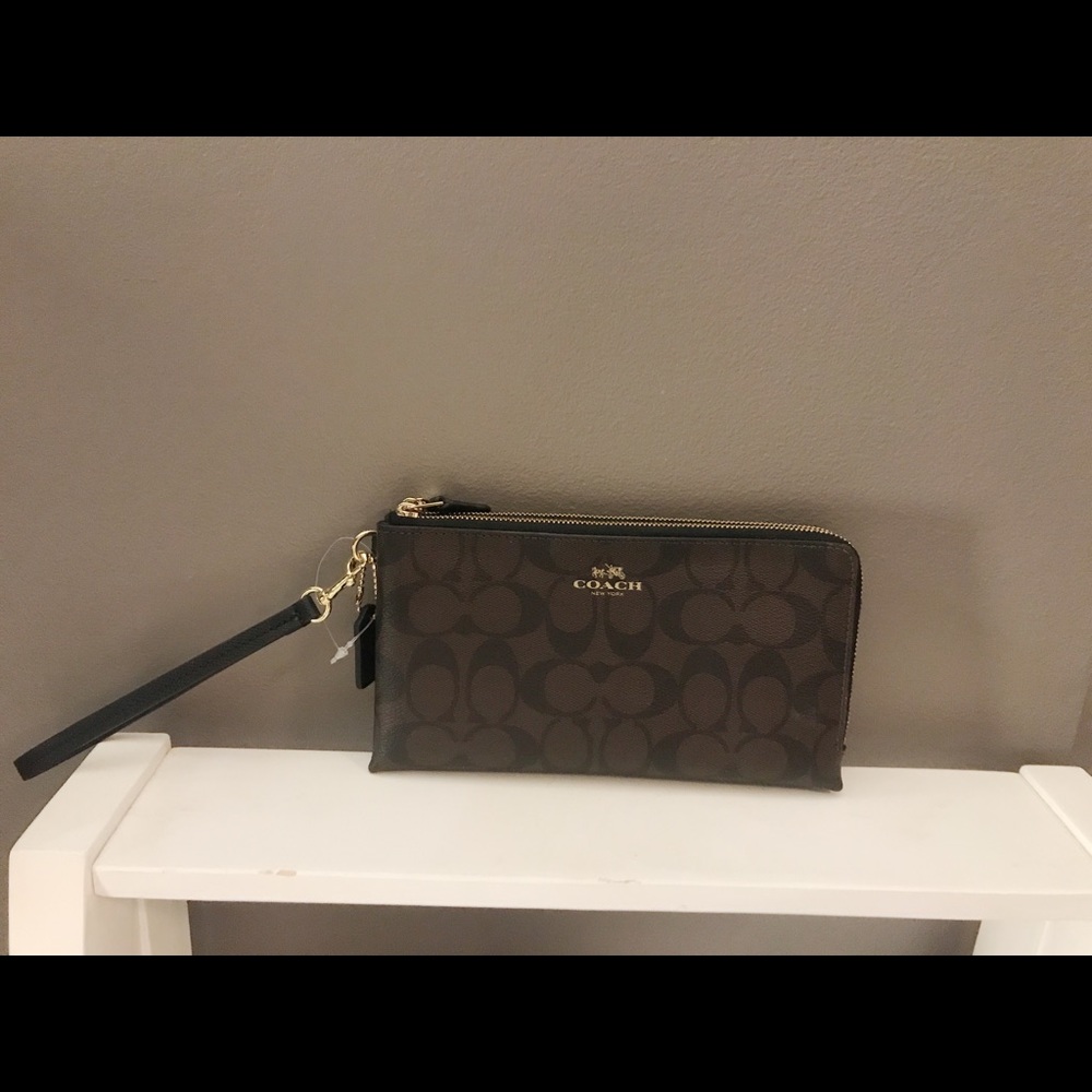 COACH Double Zip Wallet In Signature Coated Canvas